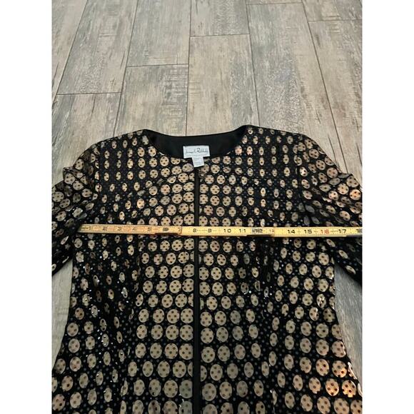 Joseph Ribkoff Women's Black Glittery Metallic Copper Dots Zip Jacket Size 4 - Picture 5 of 6